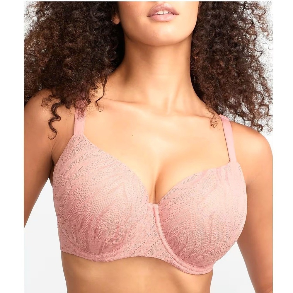 Bare Necessities The Favorite T-Shirt Bra Women 40H Mauve Lace Underwire Luxury
